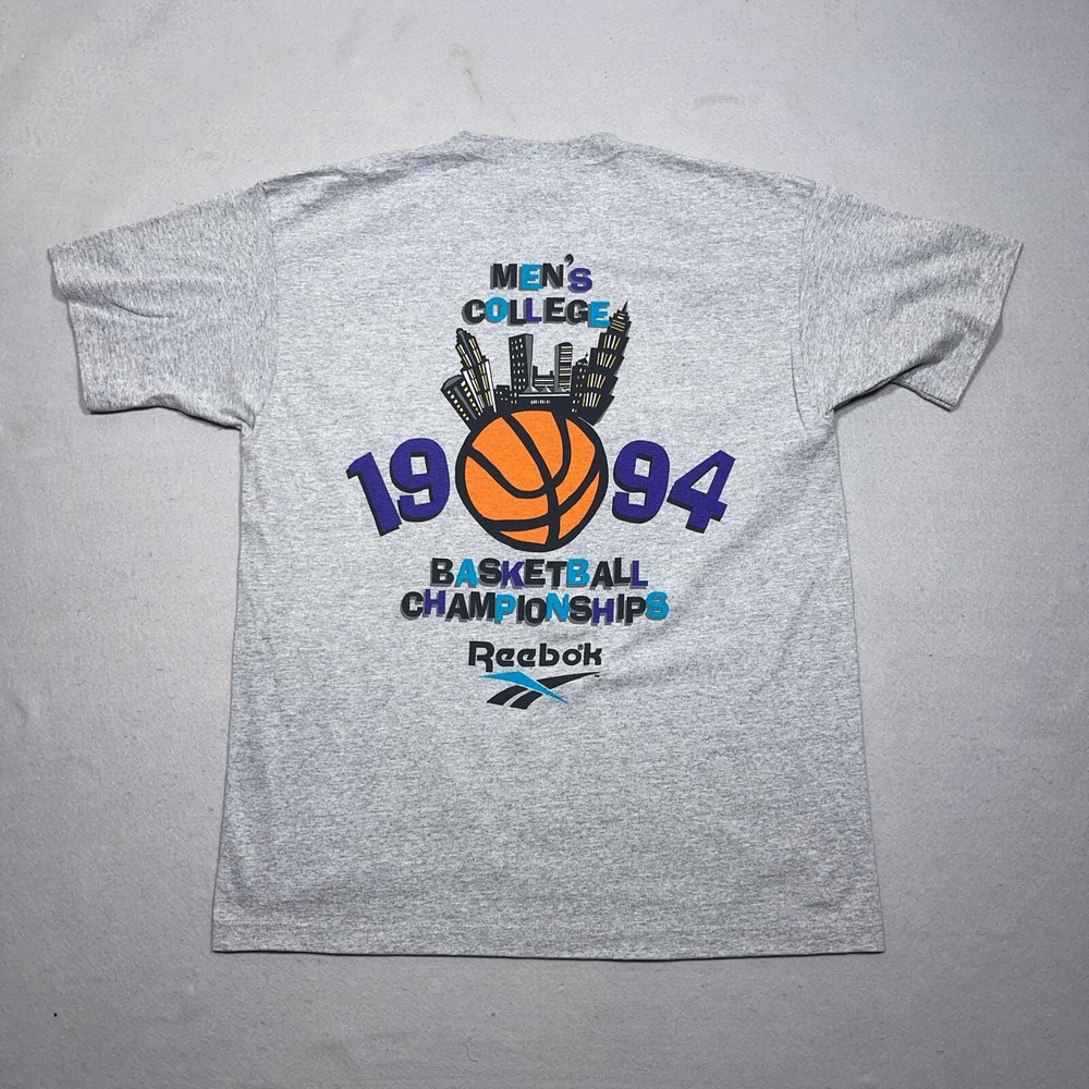 Vintage Reebok 1994 Basketball Championships Men Large Regular Gray‎ Graphic Tee